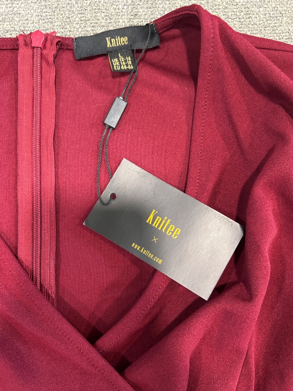 🍓NWT Wine V Neck Flutter Sleeve Formal Dress - Picture 14 of 15